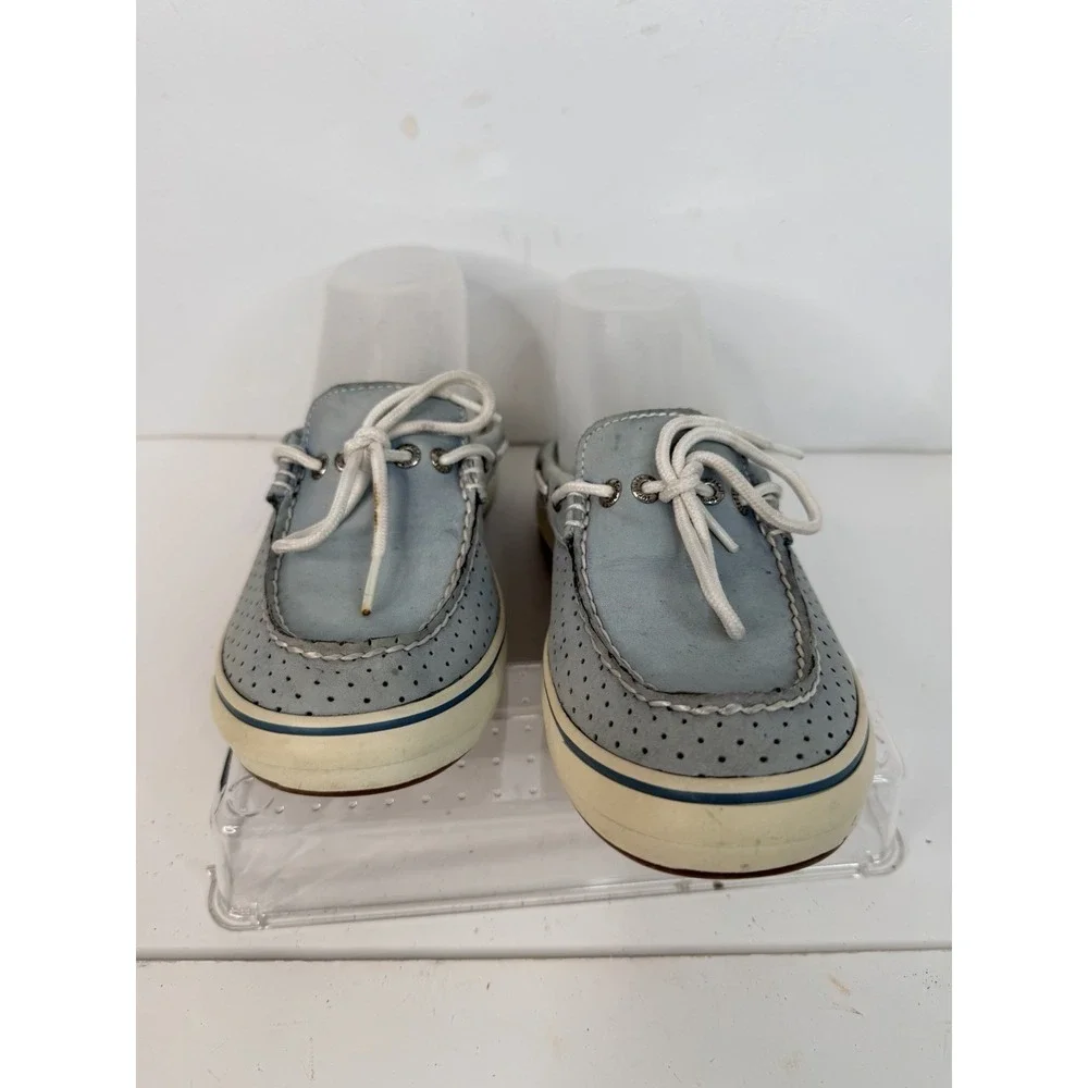 Sperry Top-Sider Boat Shoes Women's 7M Blue Perforated Leather‎ Lace Deck Shoes